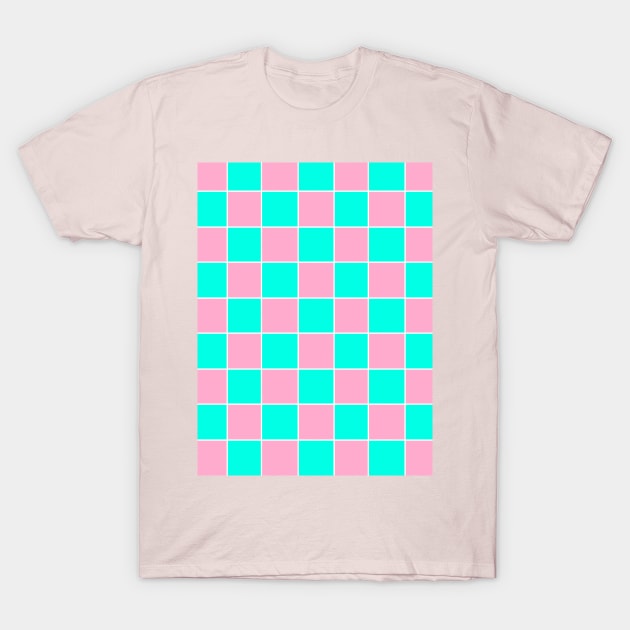 Pink and Turquoise Checked Grid